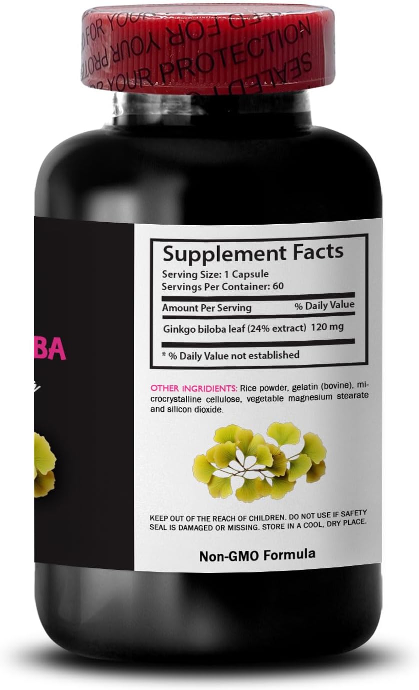 Ginkgo Biloba Extract Capsules - Natural Antioxidant Formula - Herbal Wellness Support - 60 Capsules