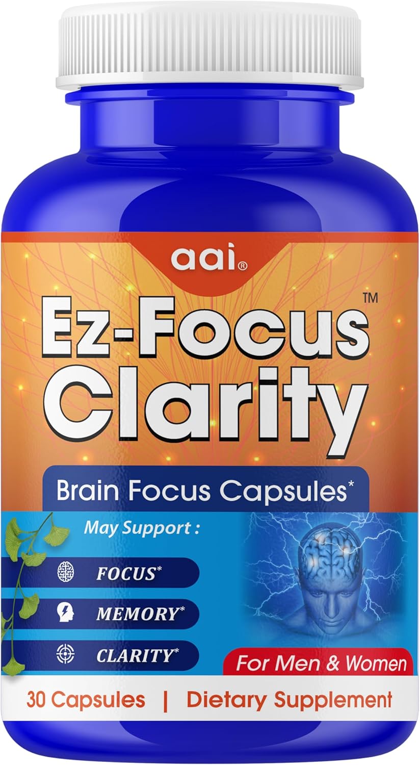 Ginkgo Biloba Memory and Focus Supplements - Nootropic for Brain Health and Alertness - 60 Capsules