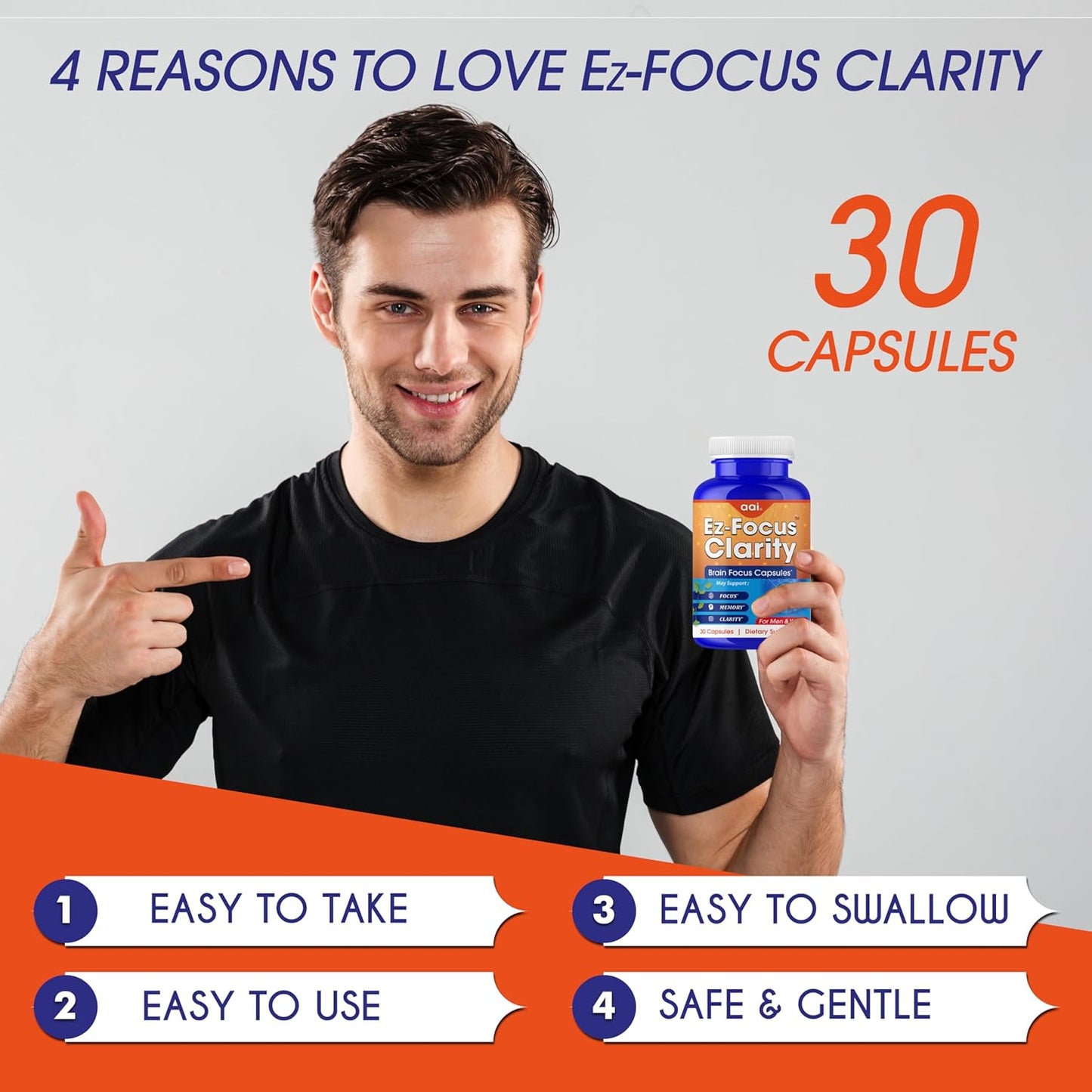 Ginkgo Biloba Memory and Focus Supplements - Nootropic for Brain Health and Alertness - 60 Capsules