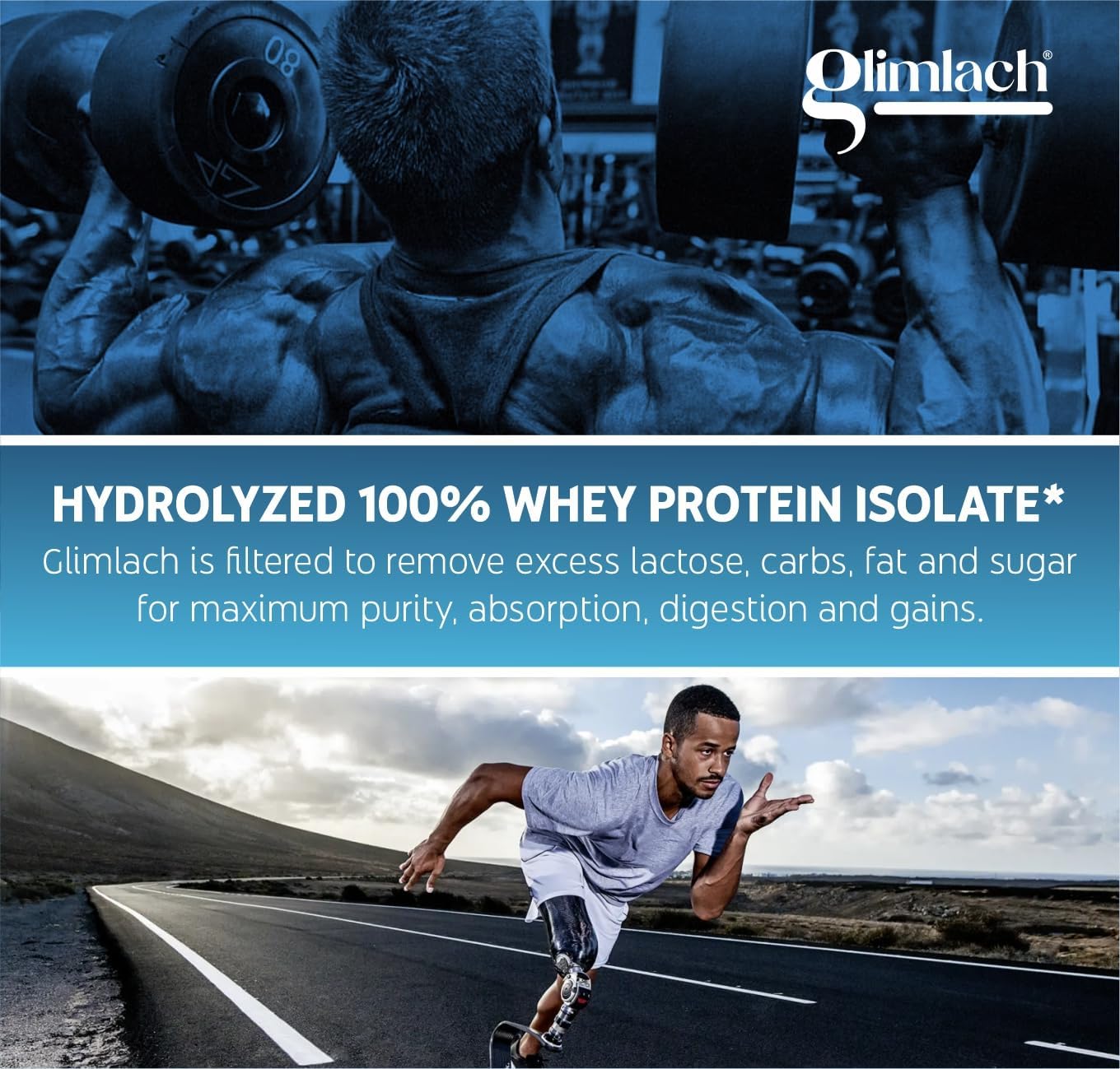 GLIMLACH Whey Isolate Protein Powder - Extra Strength Formula for Muscle Recovery - Vegetarian-Friendly - Primary Source (4.4LBS, Chocolate)