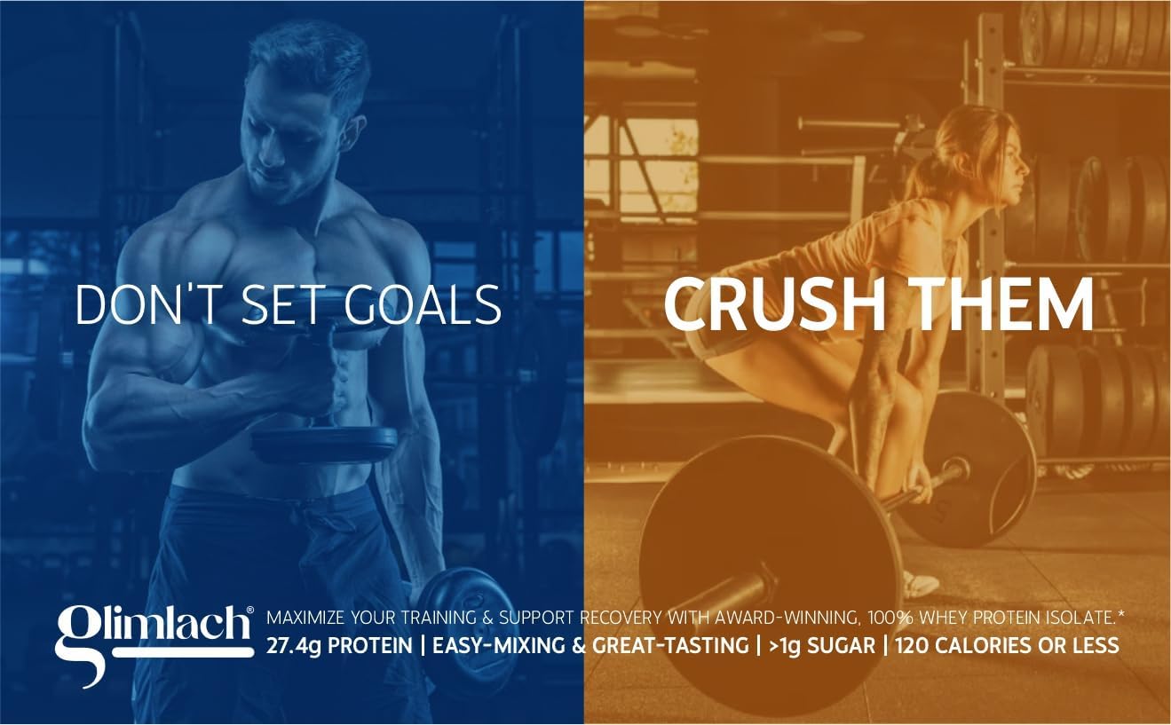 GLIMLACH Whey Isolate Protein Powder - Extra Strength Formula for Muscle Recovery - Vegetarian-Friendly - Primary Source (4.4LBS, Chocolate)