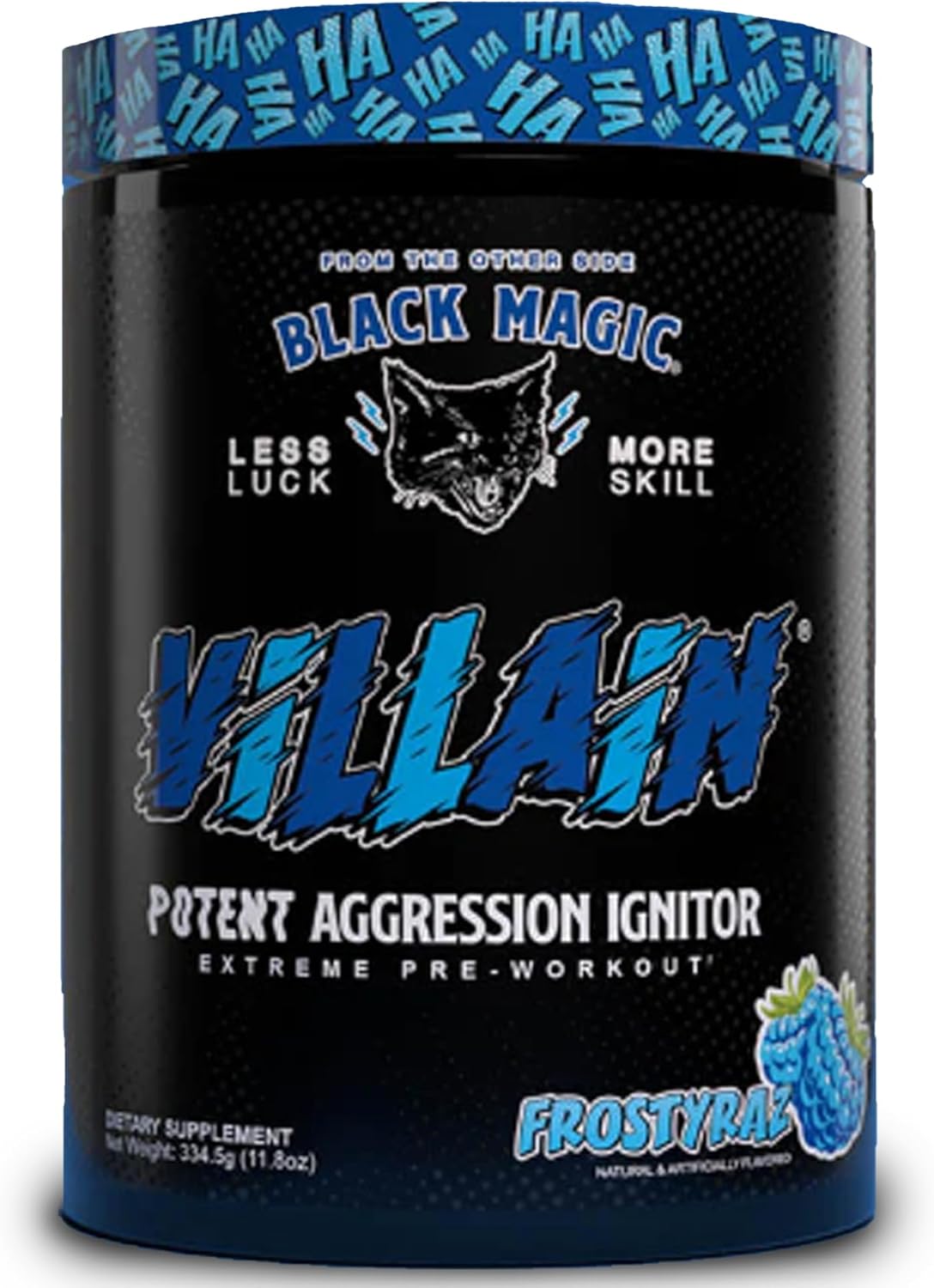 Global Nutrition Bundle for Black Magic Supply Frosty Blue Villain Pre Workout - Beta-Alanine, L-Tyrosine, Caffeine - 25 Servings + Keychain