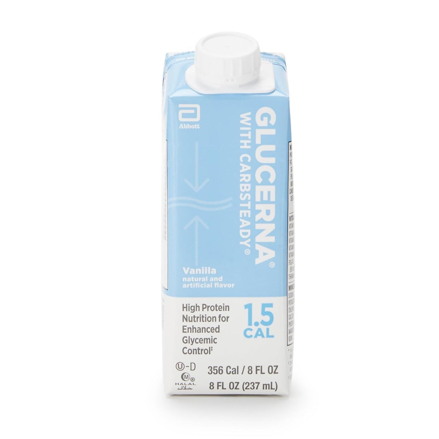 Glucerna 1.5 Cal Nutrition Shake Vanilla Flavor 8oz Recloseable Bottles - Case of 24