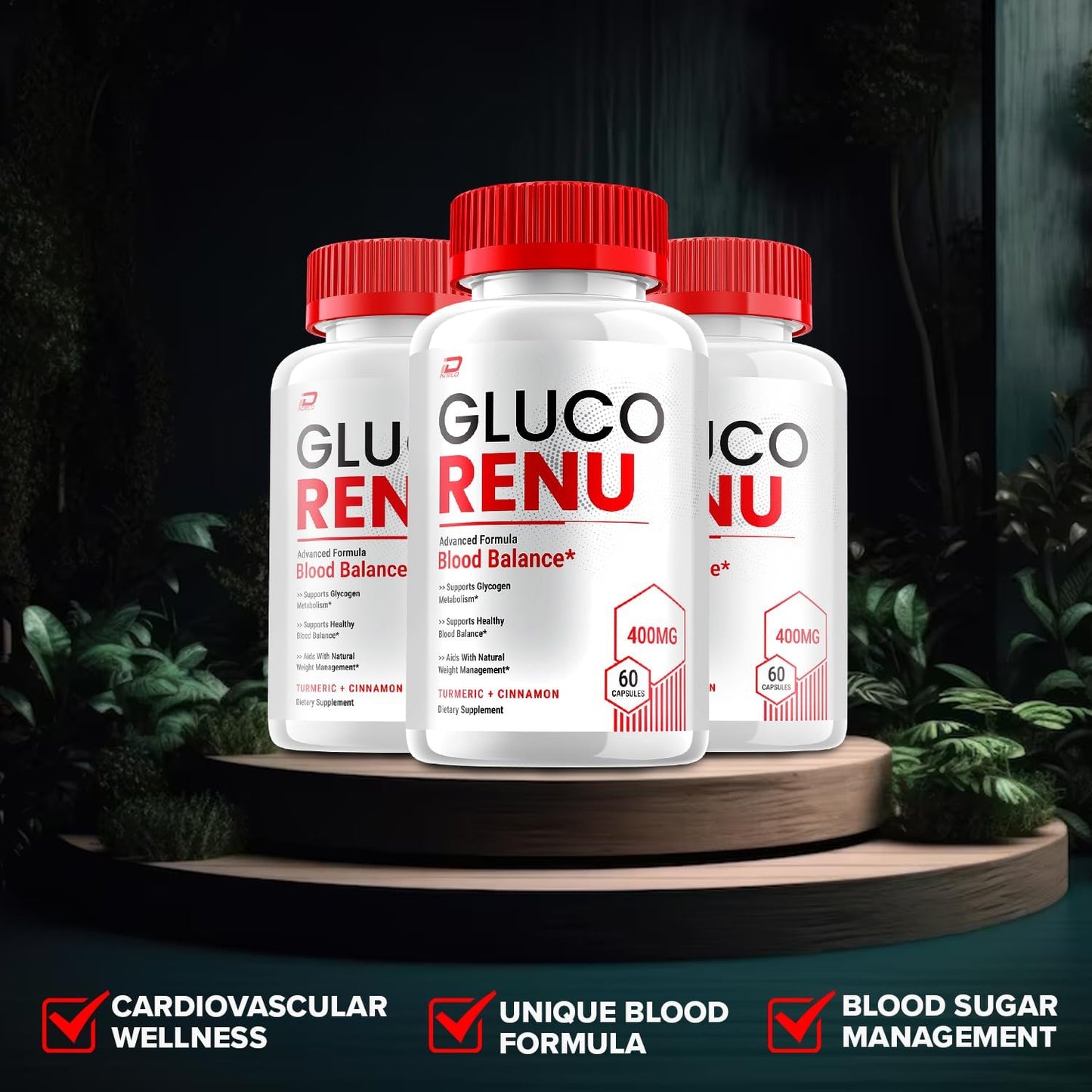 GlucoRenu Advanced Supplement Capsules - Natural Formula for Healthy Glucose Levels, Maximum Strength (1 Pack - 60 Capsules)