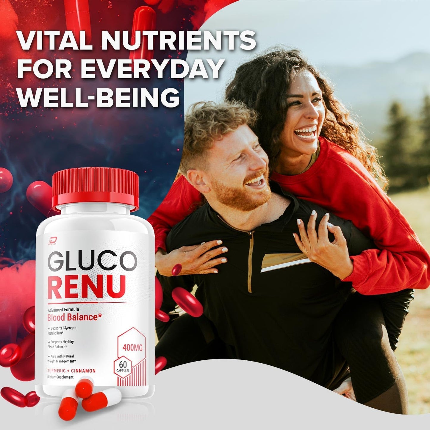 GlucoRenu Advanced Supplement Capsules - Natural Formula for Healthy Glucose Levels, Maximum Strength (1 Pack - 60 Capsules)