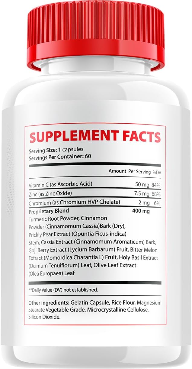GlucoRenu Advanced Supplement Capsules - Natural Formula for Healthy Glucose Levels, Maximum Strength (1 Pack - 60 Capsules)