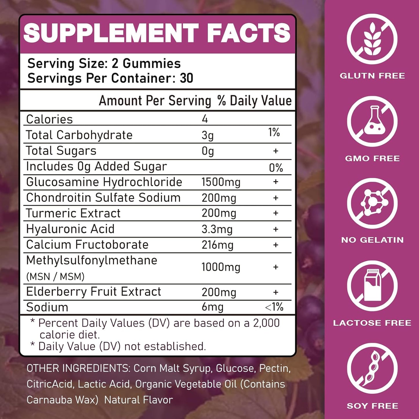 Glucosamine Chondroitin Gummies with MSM & Elderberry for Joint Support - 1 Pack