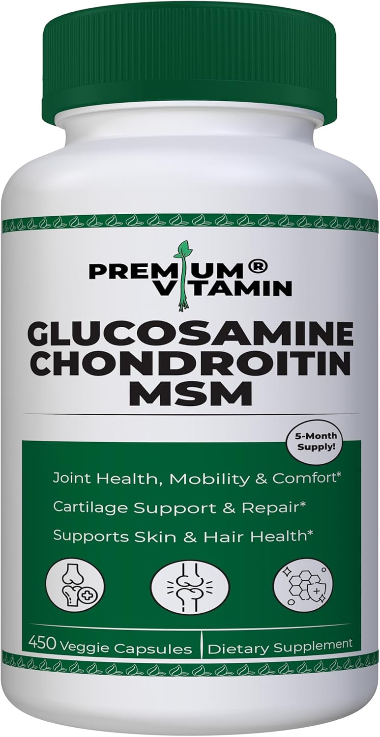 Glucosamine Chondroitin MSM Complex 3000mg | 5 Month Supply, 450 Capsules | Joint Support Supplement with Hair, Nail, Cartilage Benefits