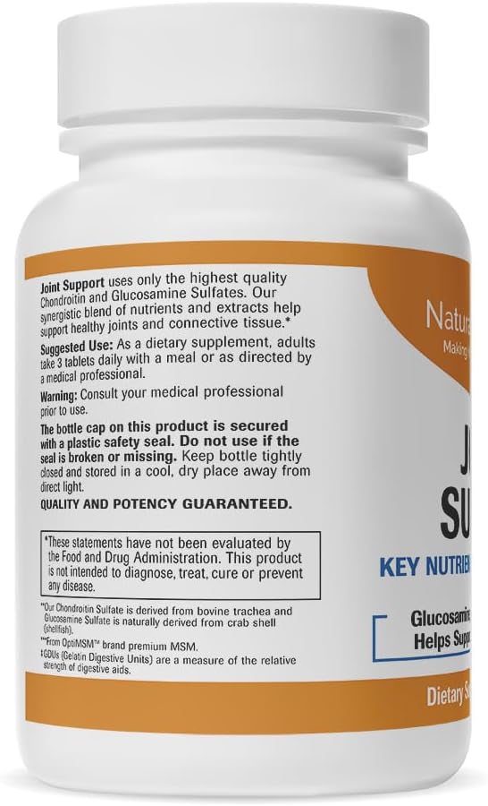 Glucosamine, Chondroitin, MSM & Turmeric Joint Support Tablets - Natural Wellness for Mobility & Cartilage Repair - Non-GMO, Gluten-Free - 90ct