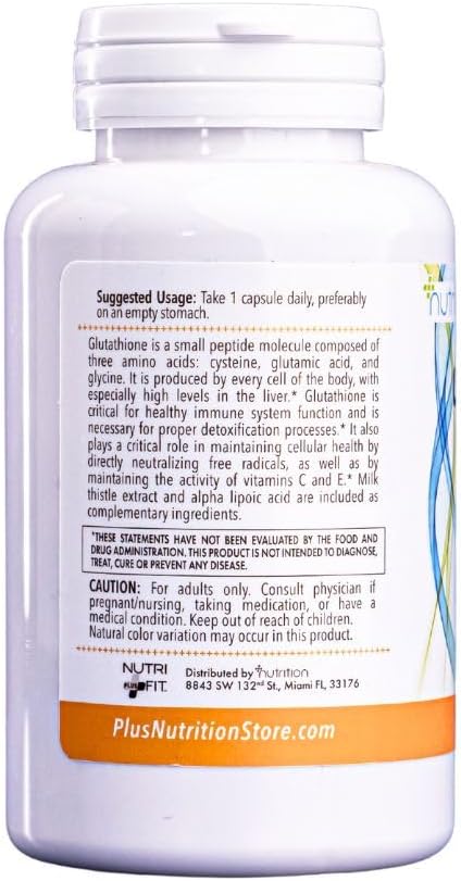 Glutathione 500mg with Alpha Lipoic Acid & Milk Thistle Extract - Natural Dietary Supplement for Radical Neutralization, Cardiovascular Health, and Liver Detox - 100 Capsules Pack
