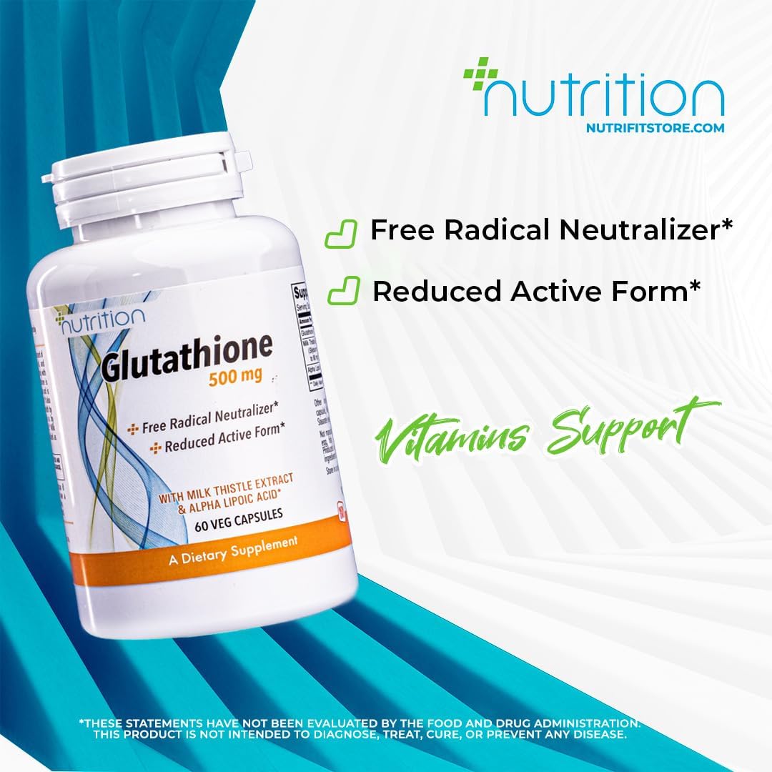 Glutathione 500mg with Alpha Lipoic Acid & Milk Thistle Extract - Natural Dietary Supplement for Radical Neutralization, Cardiovascular Health, and Liver Detox - 100 Capsules Pack