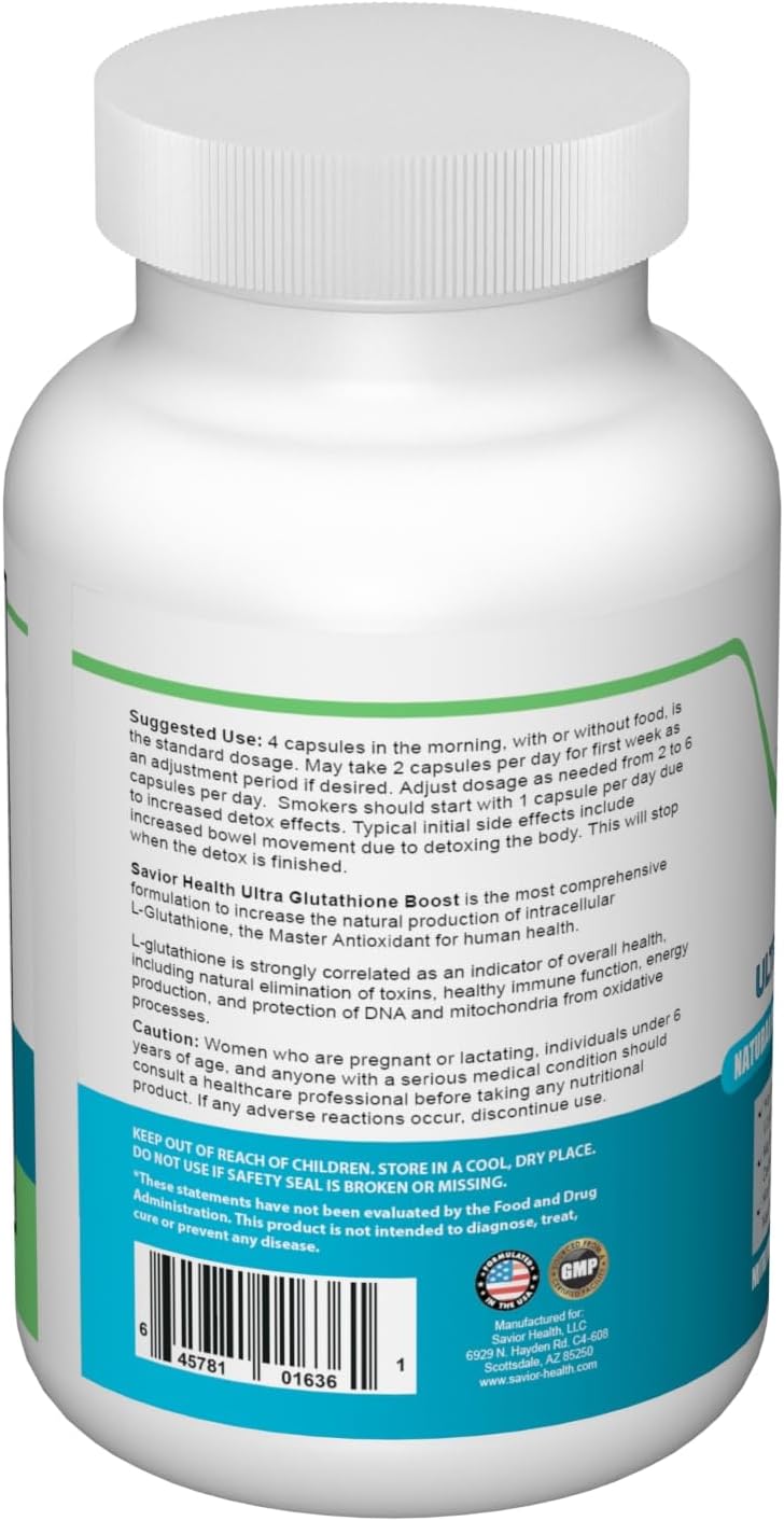 Glutathione Boosting Supplement with Herbal Extracts, Antioxidants, & Amino Acids - 120 Veggie Capsules