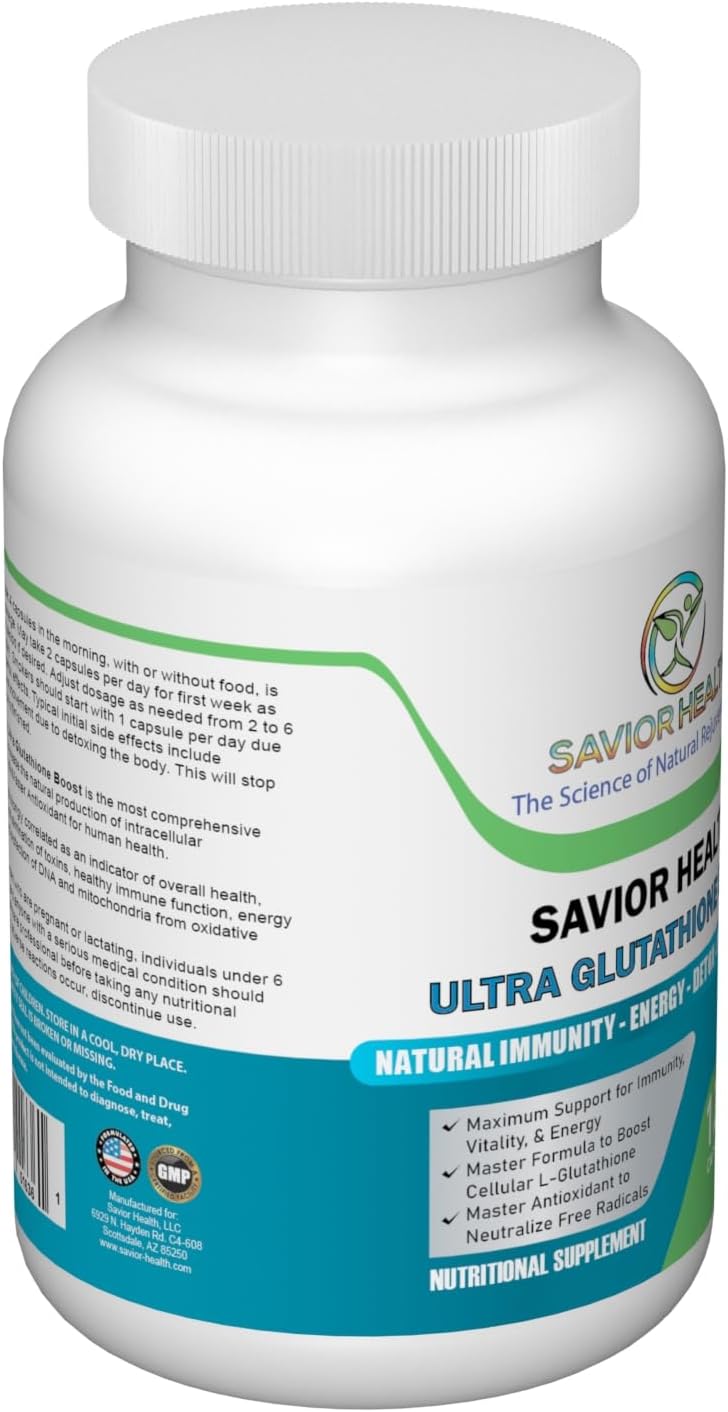 Glutathione Boosting Supplement with Herbal Extracts, Antioxidants, & Amino Acids - 120 Veggie Capsules
