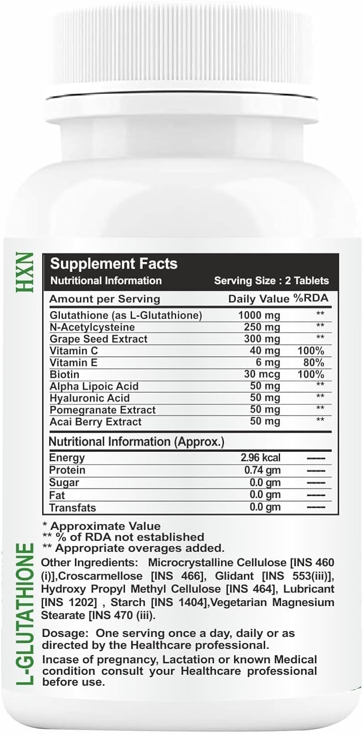 Glutathione Skin Whitening Tablets with Vitamins and Collagen - 90 Tablets, Sugar Free Pack for Women's Health and Hydration