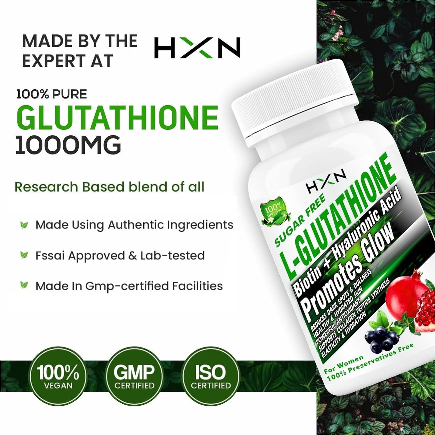 Glutathione Skin Whitening Tablets with Vitamins and Collagen - 90 Tablets, Sugar Free Pack for Women's Health and Hydration