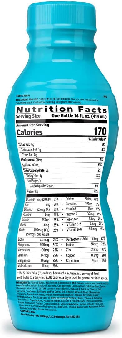 GNC Lean Shake 25 Cookies and Cream Ready to Drink Protein Shake - 12 Bottles - High Protein Meal Replacement with Vitamins and Minerals