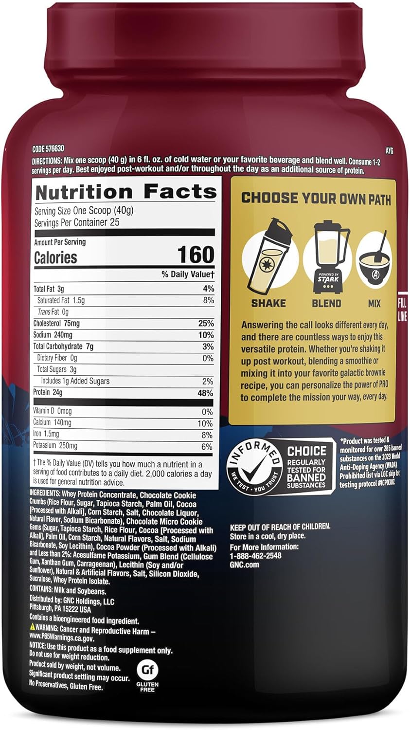 GNC Pro Performance Whey Protein Powder: Galactic Cookies & Cream Flavor - 25 Servings