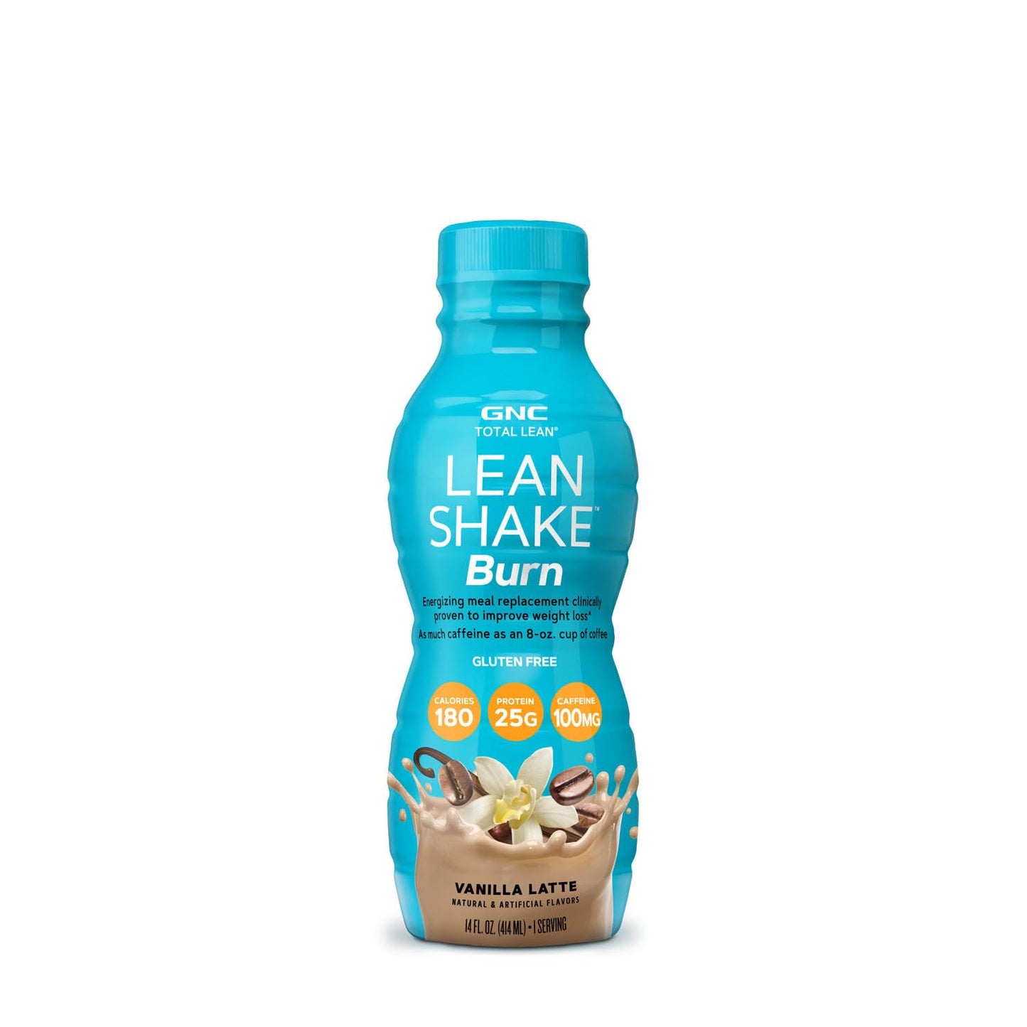 GNC Total Lean Shake Burn Vanilla Latte Ready-to-Drink Shake - 25g Protein Meal Replacement for Energy and Slimming Formula - Pack of 12 Bottles