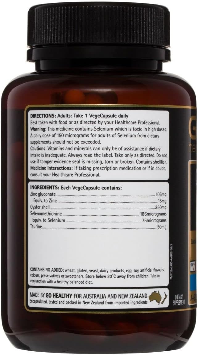 GO Healthy Oyster Plus Zinc Capsules - 120 Vegetarian Capsules