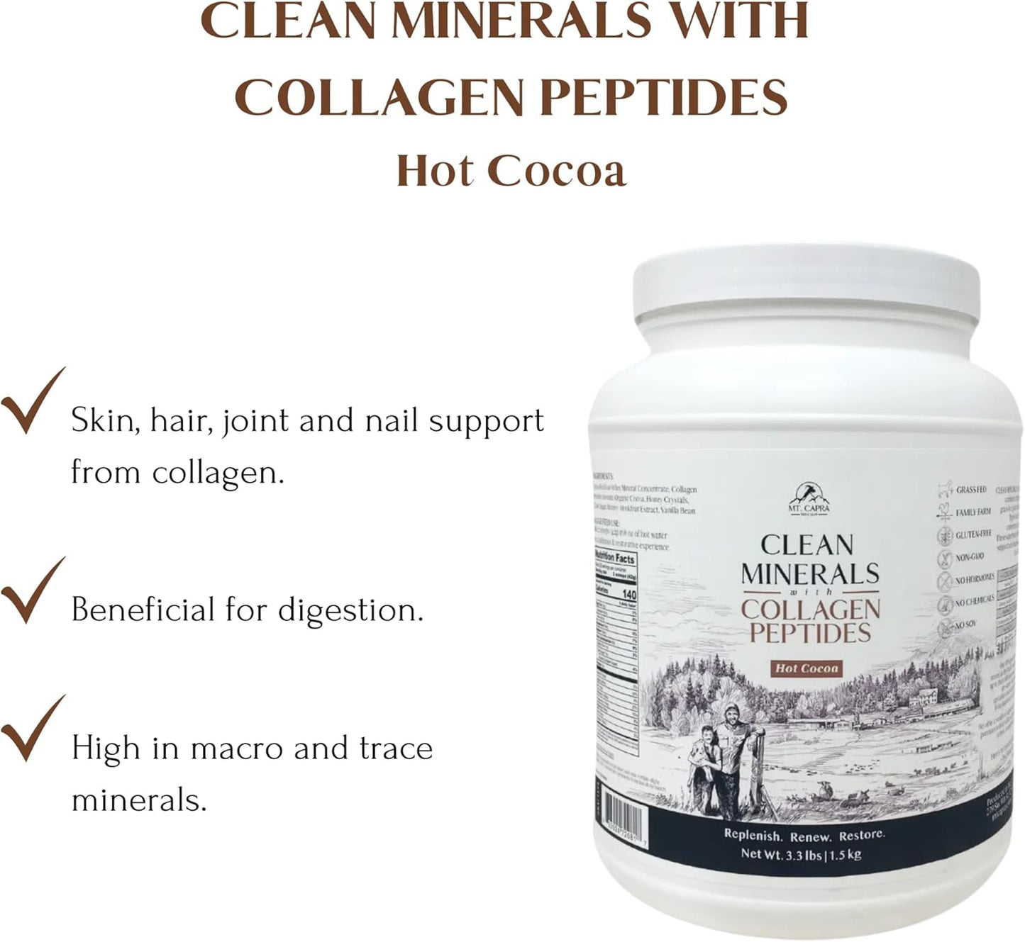 Goat Milk Whey Hot Cocoa with Collagen Peptides | 10g Protein | 35 Servings | 3.3 lbs
