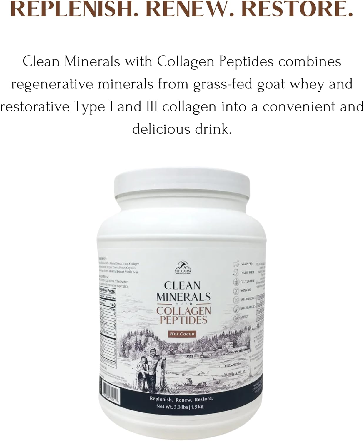 Goat Milk Whey Hot Cocoa with Collagen Peptides | 10g Protein | 35 Servings | 3.3 lbs