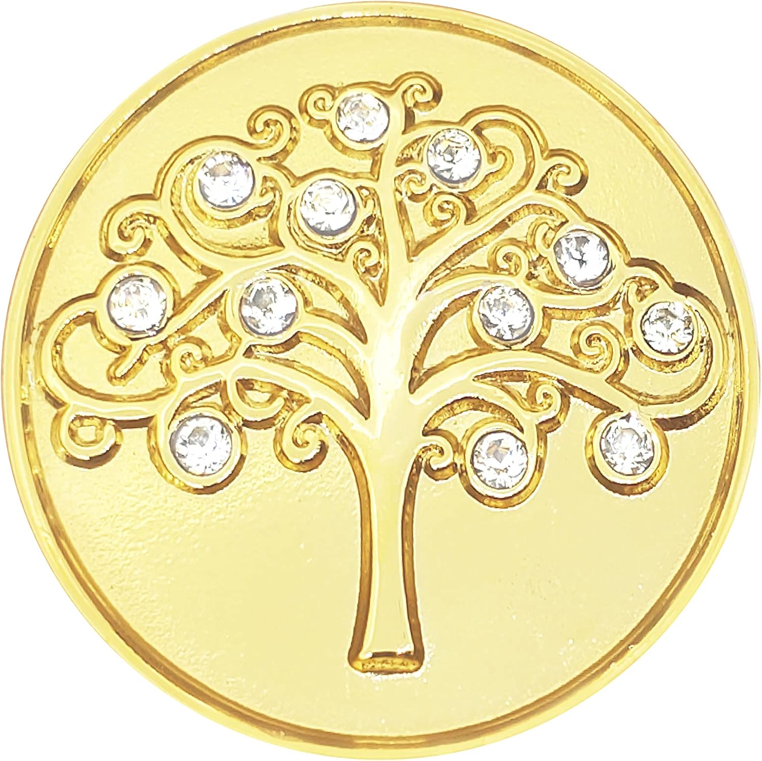 Gold Tree of Life Golf Ball Marker with Austrian Crystals | Magnetic Hat Clip | Family Golf Accessory Gift for Mother & Daughter Golfers