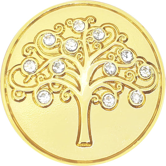 Gold Tree of Life Golf Ball Marker with Austrian Crystals | Magnetic Hat Clip | Family Golf Accessory Gift for Mother & Daughter Golfers