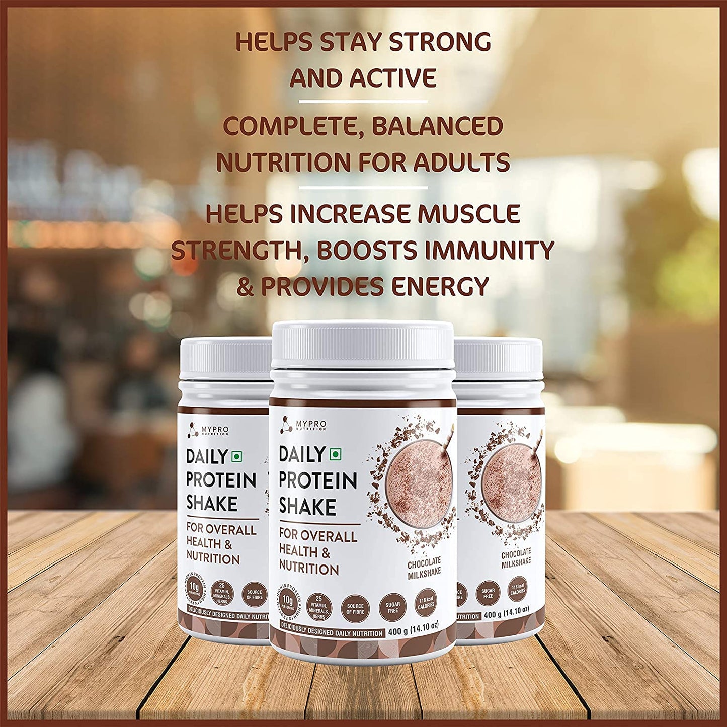 Goldy Daily Protein Shake - Chocolate Milk Flavor, 118 kcal, 25 Vitamins, 400g Serving Size for Men & Women