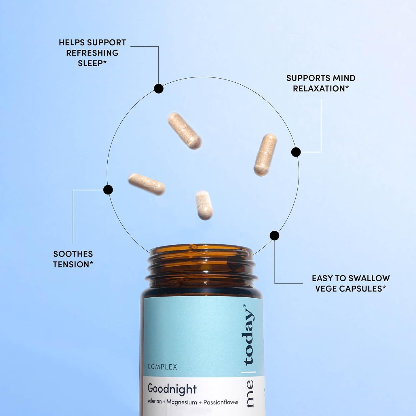 Goodnight Supplement for Relaxing and Restful Sleep Support with Magnesium - Vegan, 60 Capsules
