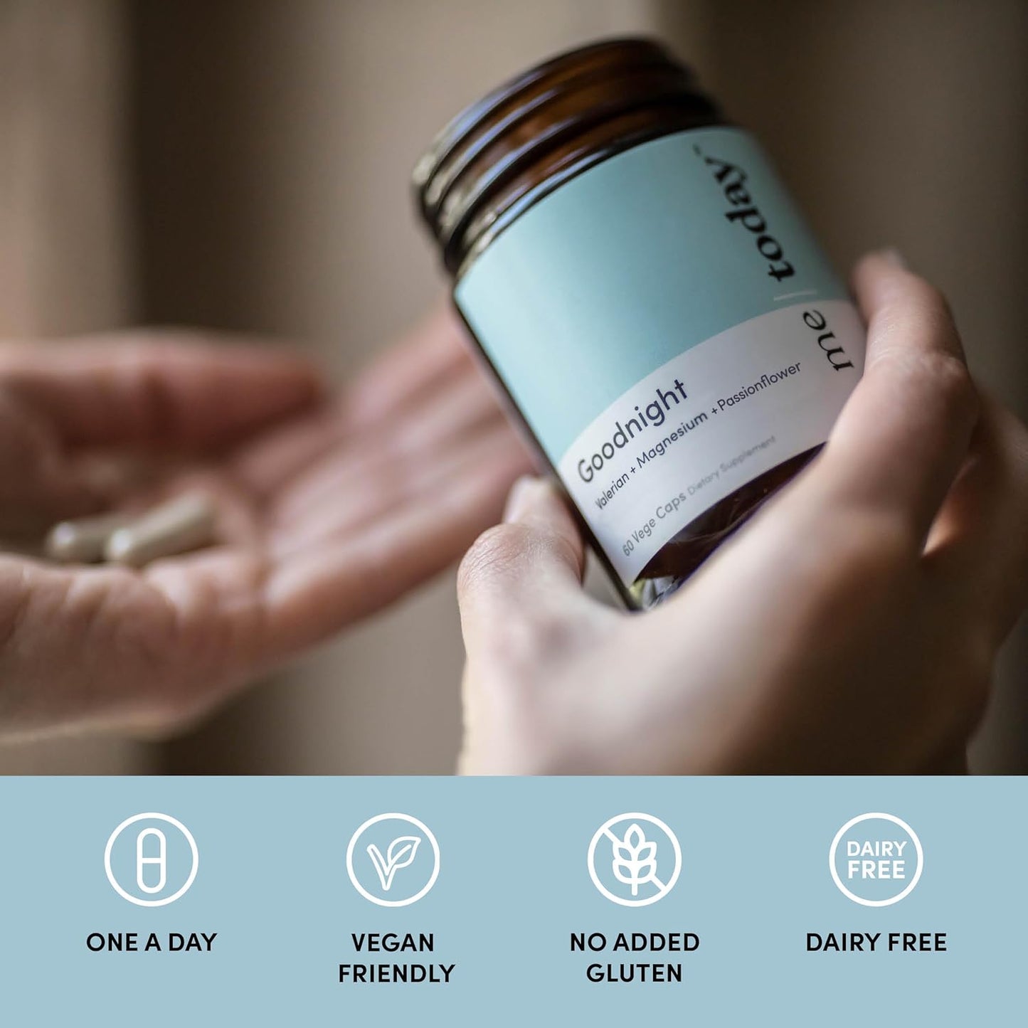 Goodnight Supplement for Relaxing and Restful Sleep Support with Magnesium - Vegan, 60 Capsules