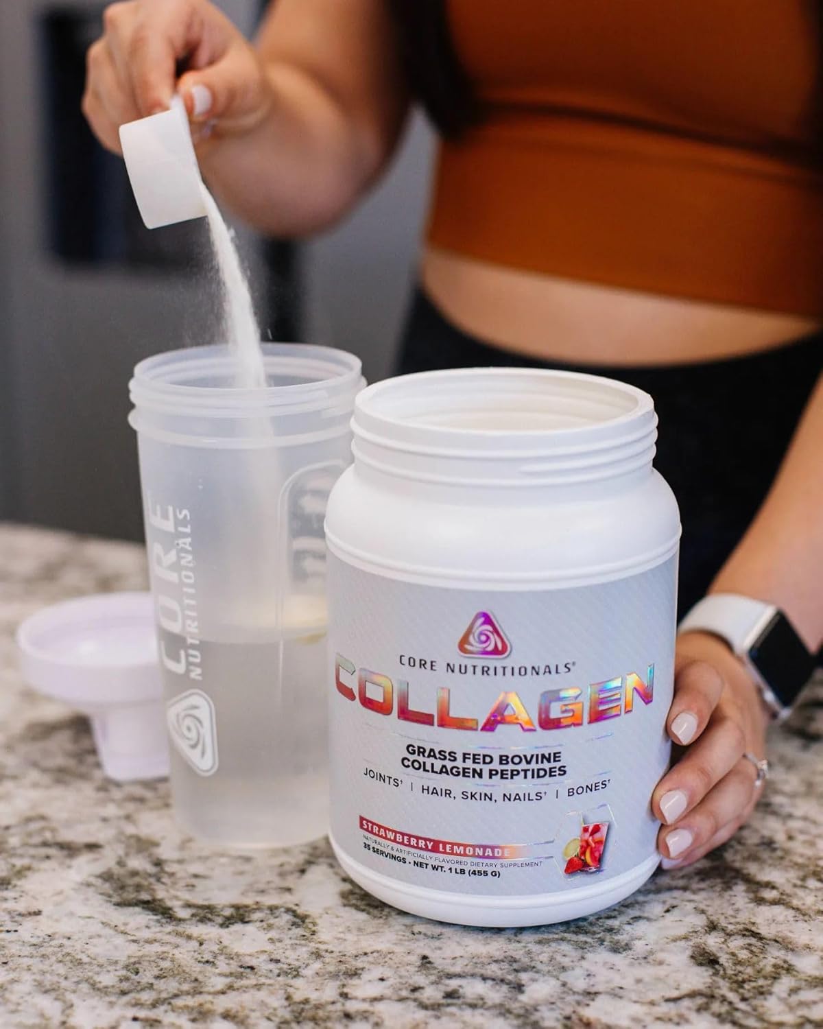 Grass Fed Bovine Collagen Peptides for Joints, Hair, Skin, Nails - Peach Mango, 35 Servings, 1 lb