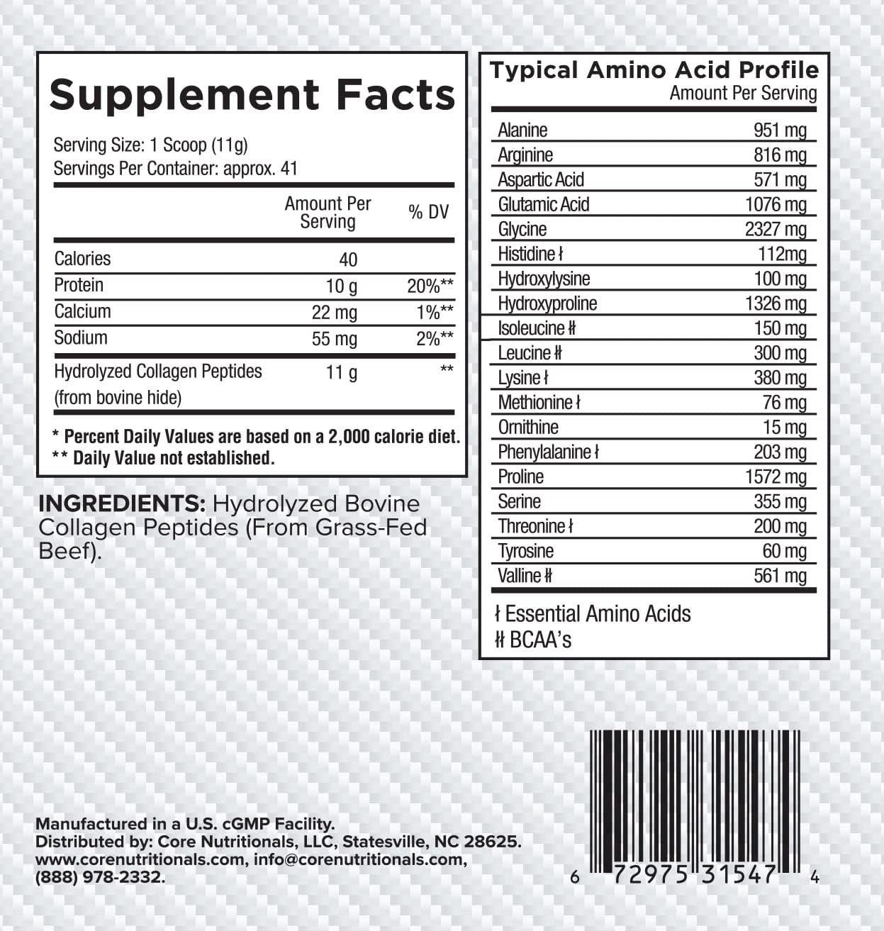 Grass Fed Bovine Collagen Peptides for Joints, Hair, Skin, Nails - Peach Mango, 35 Servings, 1 lb