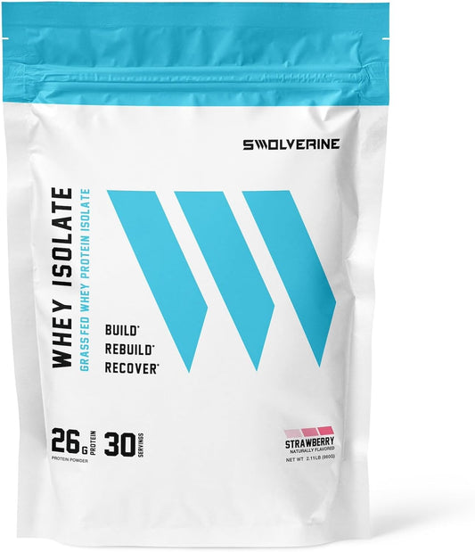 Grass-Fed Whey Protein Isolate with Added Digestive Enzymes - Strawberry Milkshake (30 Servings)