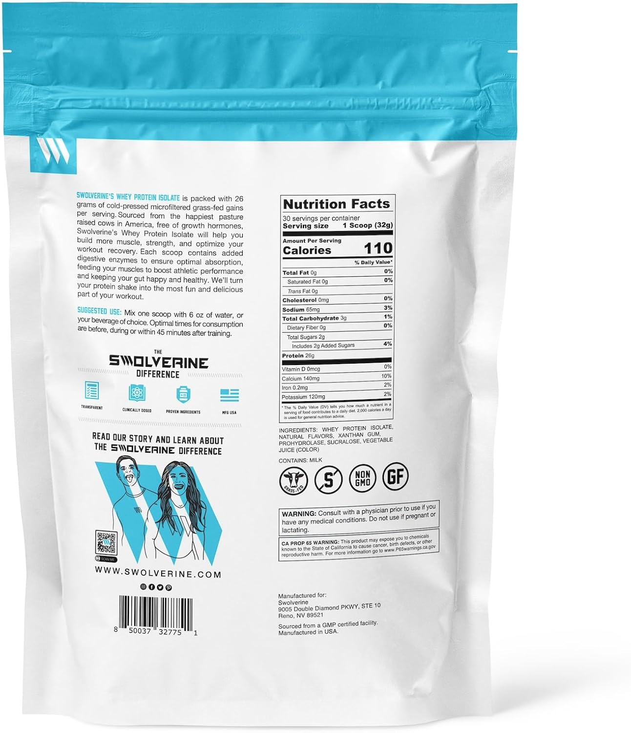 Grass-Fed Whey Protein Isolate with Added Digestive Enzymes - Strawberry Milkshake (30 Servings)