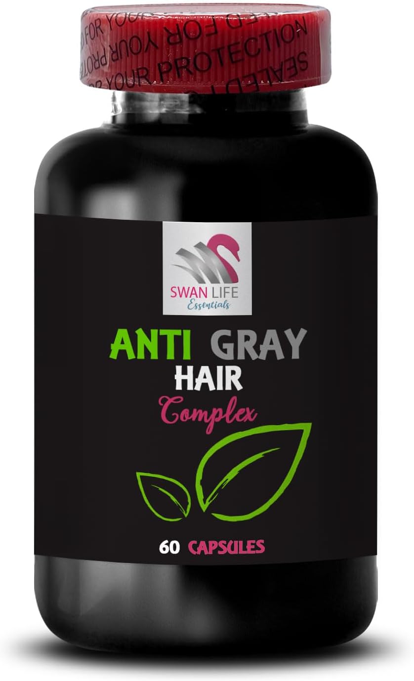 Gray Hair Supplement - Anti Gray Hair Complex Capsules for Color Rejuvenation and Brightening - 60 Capsules