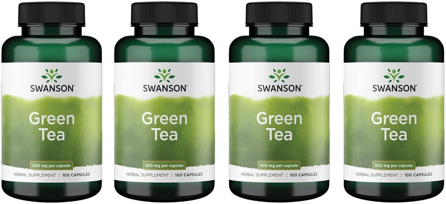 Green Tea Extract Supplement: 500 MG Powder Capsules for Weight Management - Antioxidant Rich - 100 Capsules x 4 Pack