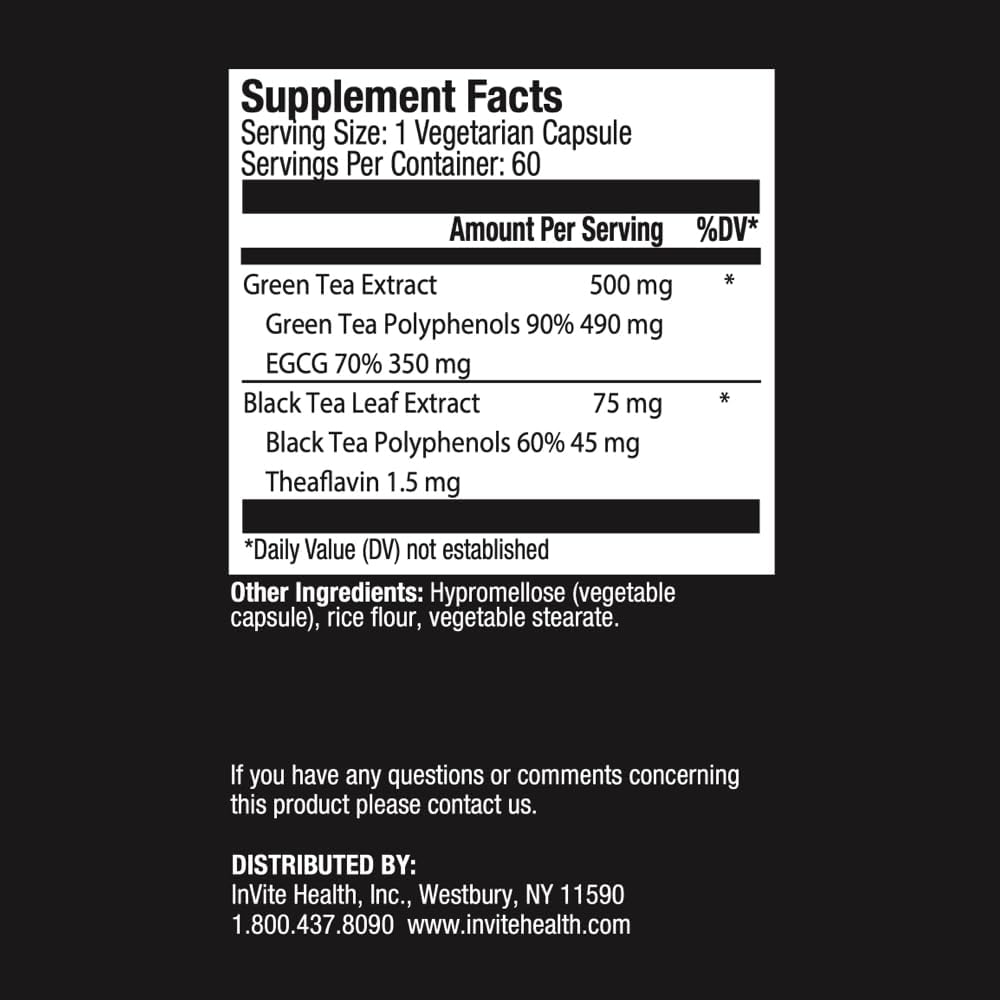 Green Tea Hx: Standardized Green Tea & Black Tea Polyphenols Capsules - 60 ct. - 30 Days - 2-Pack