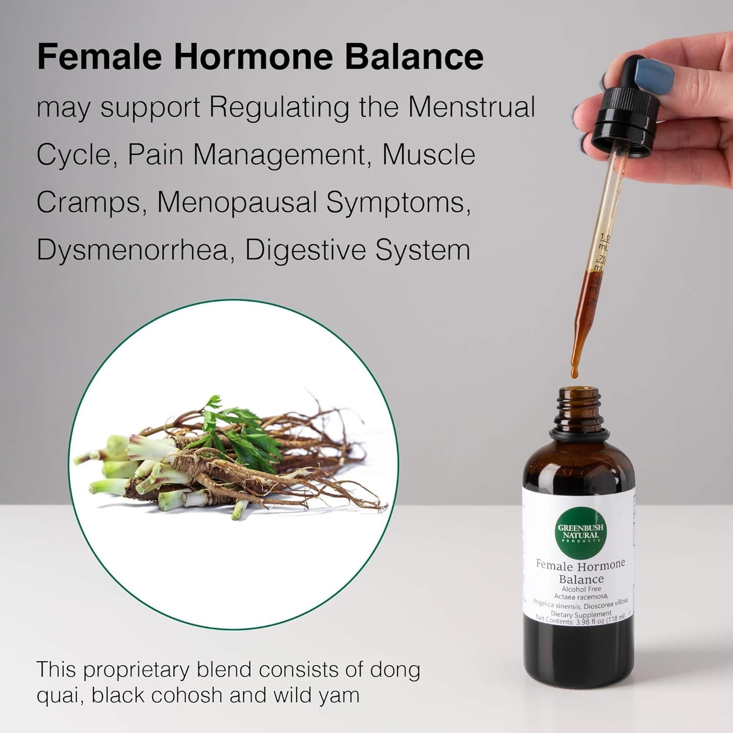 Greenbush Natural Products Female Hormone Balance Liquid Extract - 4 oz, 240 Doses - Supports Reproductive Health, Menstrual Cycle, Menopause Symptoms