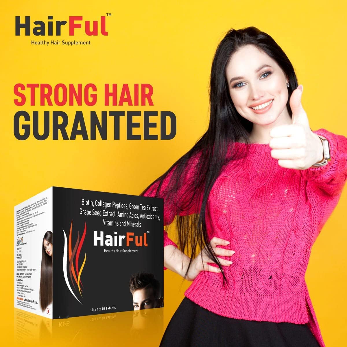 Hair Growth Supplement with Hair Fall Control - Pack of 6, 60 Tablets - Multivitamins for Healthy Hair