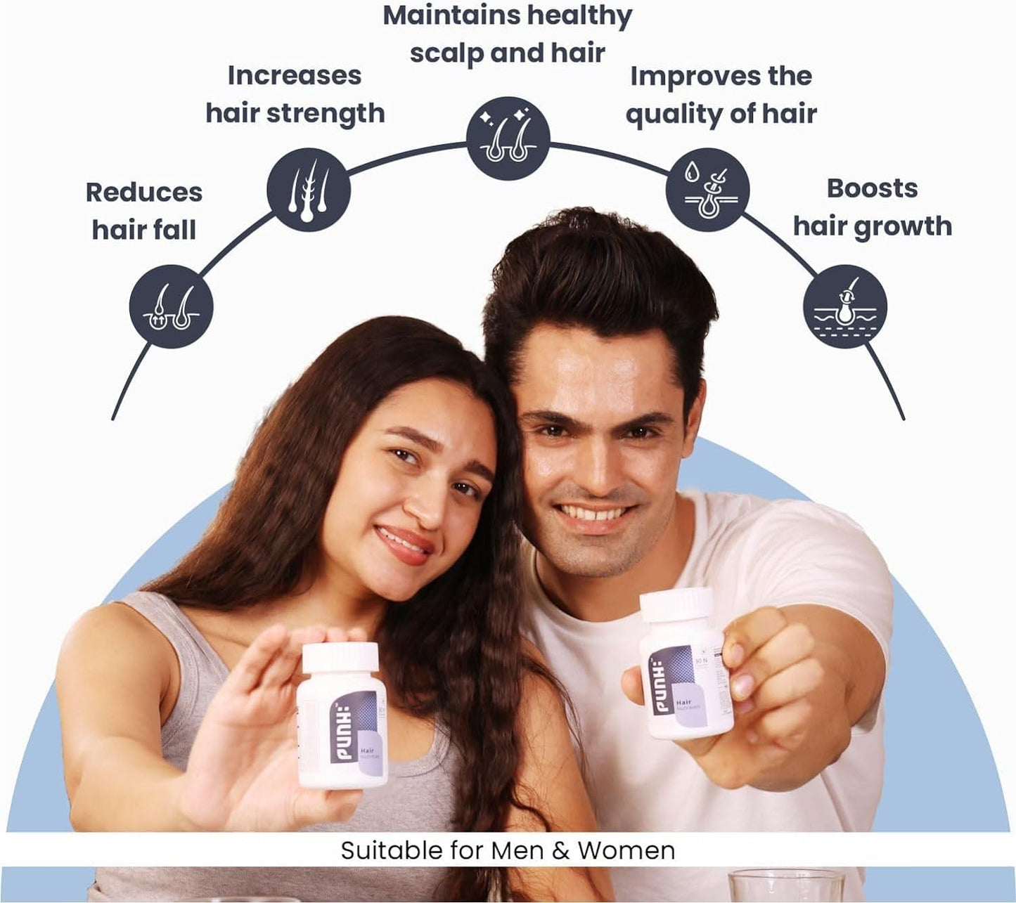 Hair Nutrition Supplement with Biotin, Vitamins, Minerals, Amino Acids & DHT Blockers - Promotes Hair Growth, Strengthens, Reduces Fall - 30 Veg Capsules for Men & Women