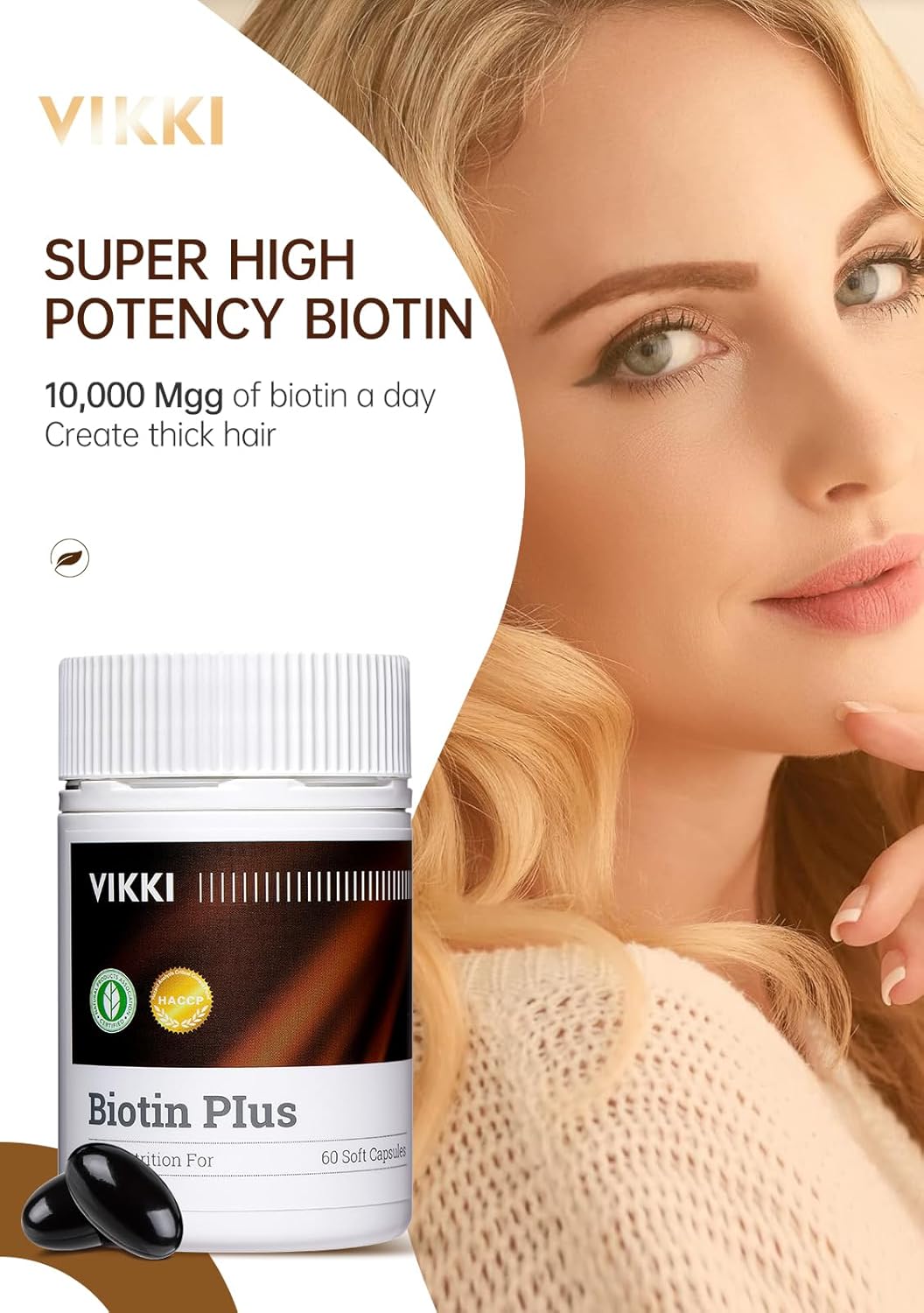 Hair, Skin, and Nails Health Supplement for Women & Men - Multivitamin with Vitamins C & B2 for Thicker Hair, Reduced Wrinkles, Fine Lines, and Skin Care - 60 Capsules