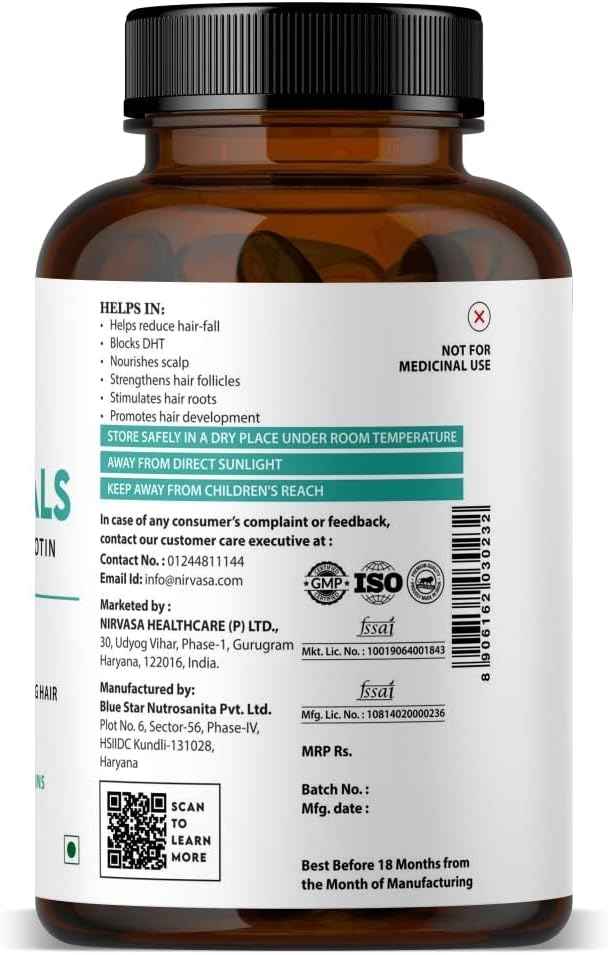 Hair Vitals DHT Blocker with Biotin Tablets with Beta-Sitosterol & Stinging Nettle Root Extract | Hair Vitamins for Men & Women - 60 Tablets