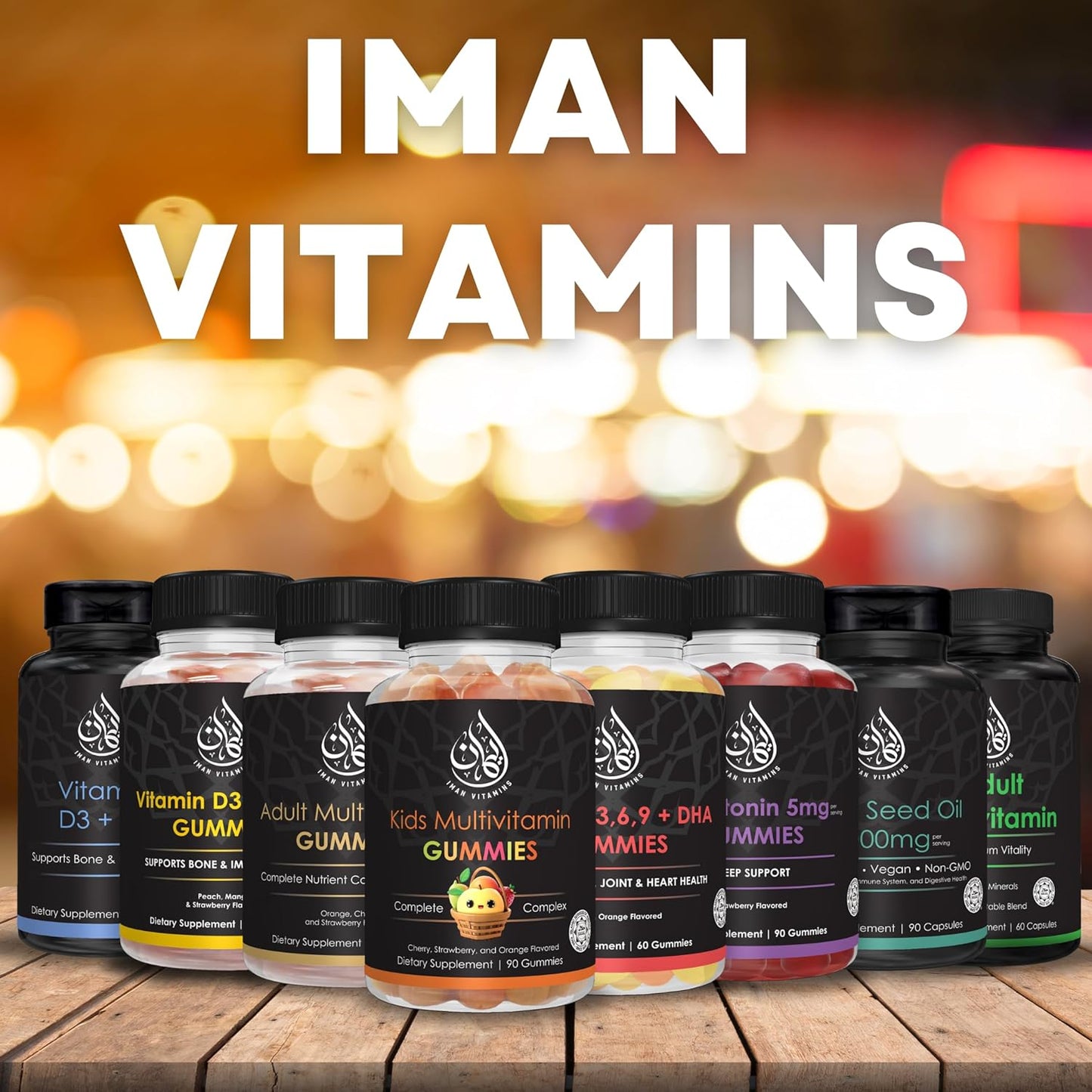 Halal Omega 3 6 9 + DHA Gummies for Adults with Vitamin C - 60 Count