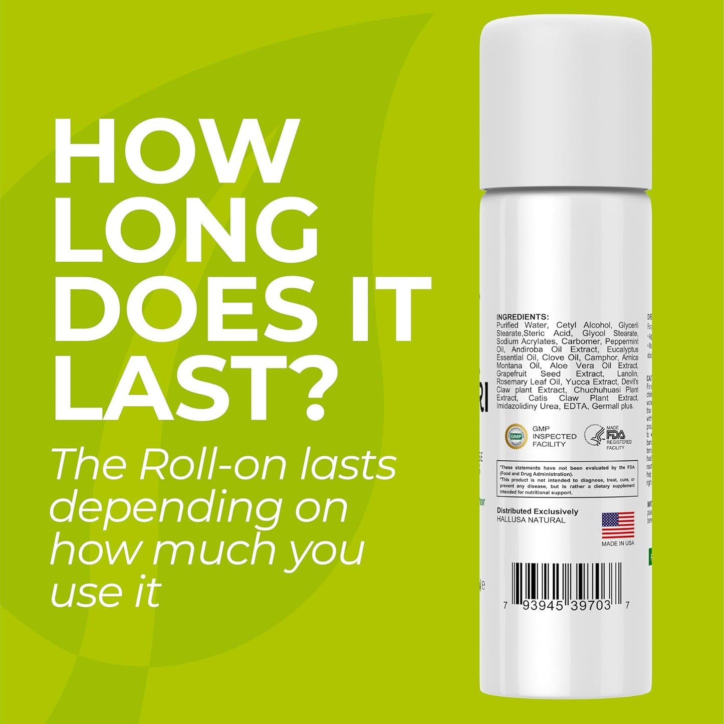 Hallusa Natural Glucosamine Capsules with HALLARTHRI Roll-On - Joint Support Supplement with Peppermint Oil & Essential Oils for Knee Pain