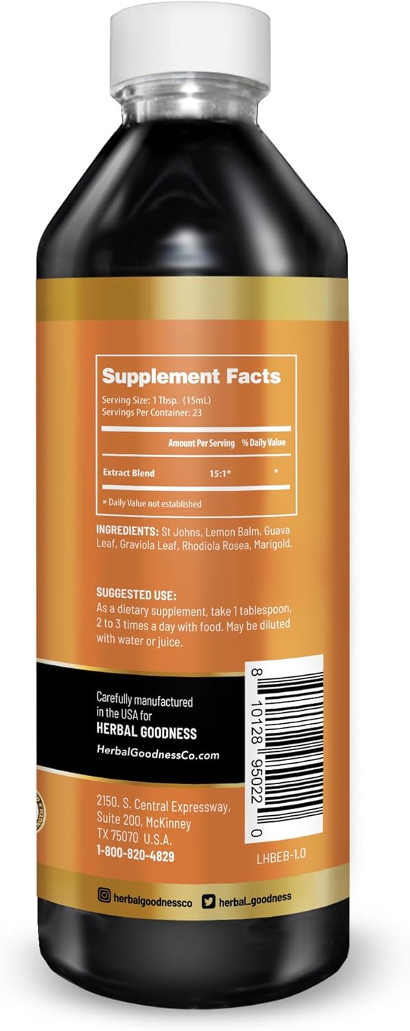 Happy Mood Support Supplement with St. John's Wort & Rhodiola Rosea for Relaxation and Calmness - 12 Fl. oz
