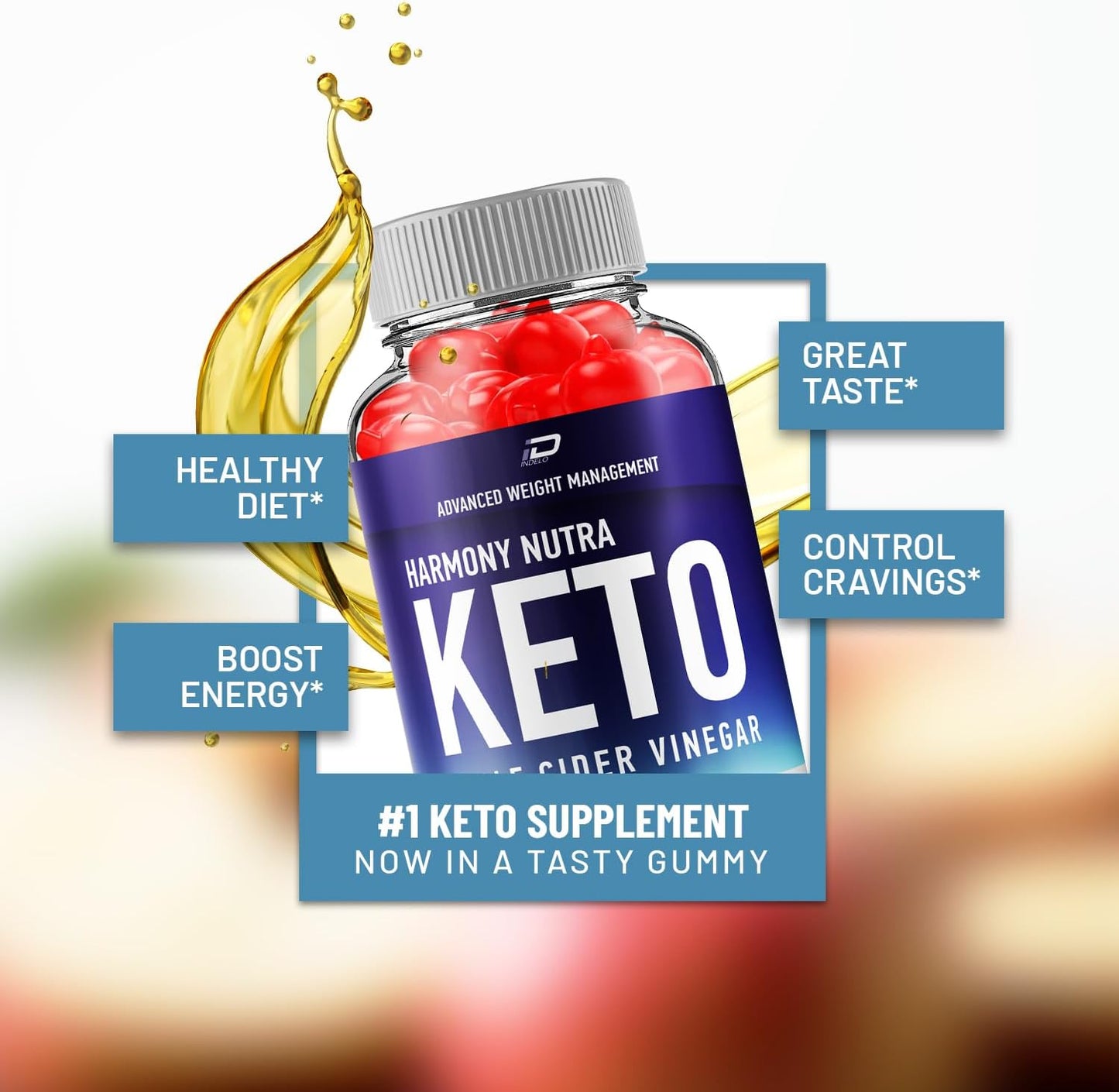 Harmonynutra Apple Cider Vinegar Gummies with Vitamin B12 - 1000MG ACV Supplement for Keto Diet - 60 Gummies in 1 Pack