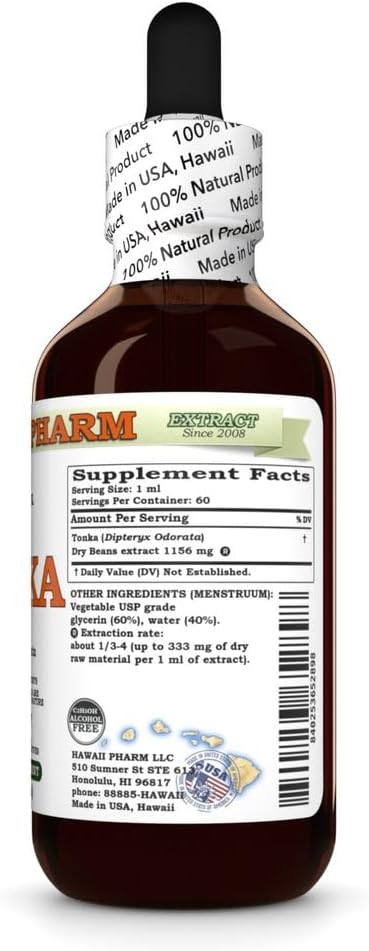 Hawaii Pharm Tonka Alcohol-Free Glycerite Extract - Energy & Respiratory Support - 2 fl.oz