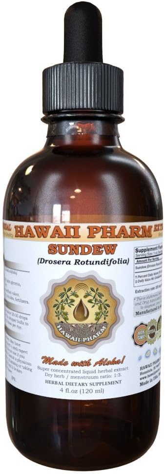 HawaiiPharm Sundew Leaf Powder Tincture 2 fl.oz - Herbal Supplement Made in USA