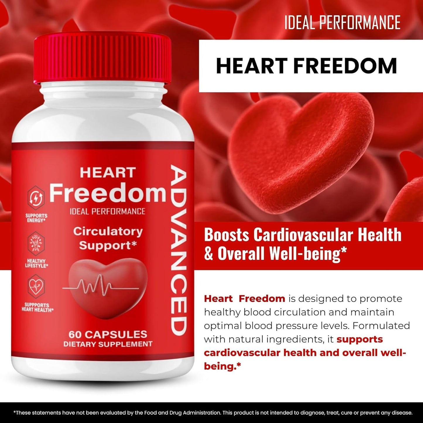 Heart Freedom Capsules - Premium Formula for Maximum Energy and Circulation Support - All Natural Glyco Optimizer - 3 Pack