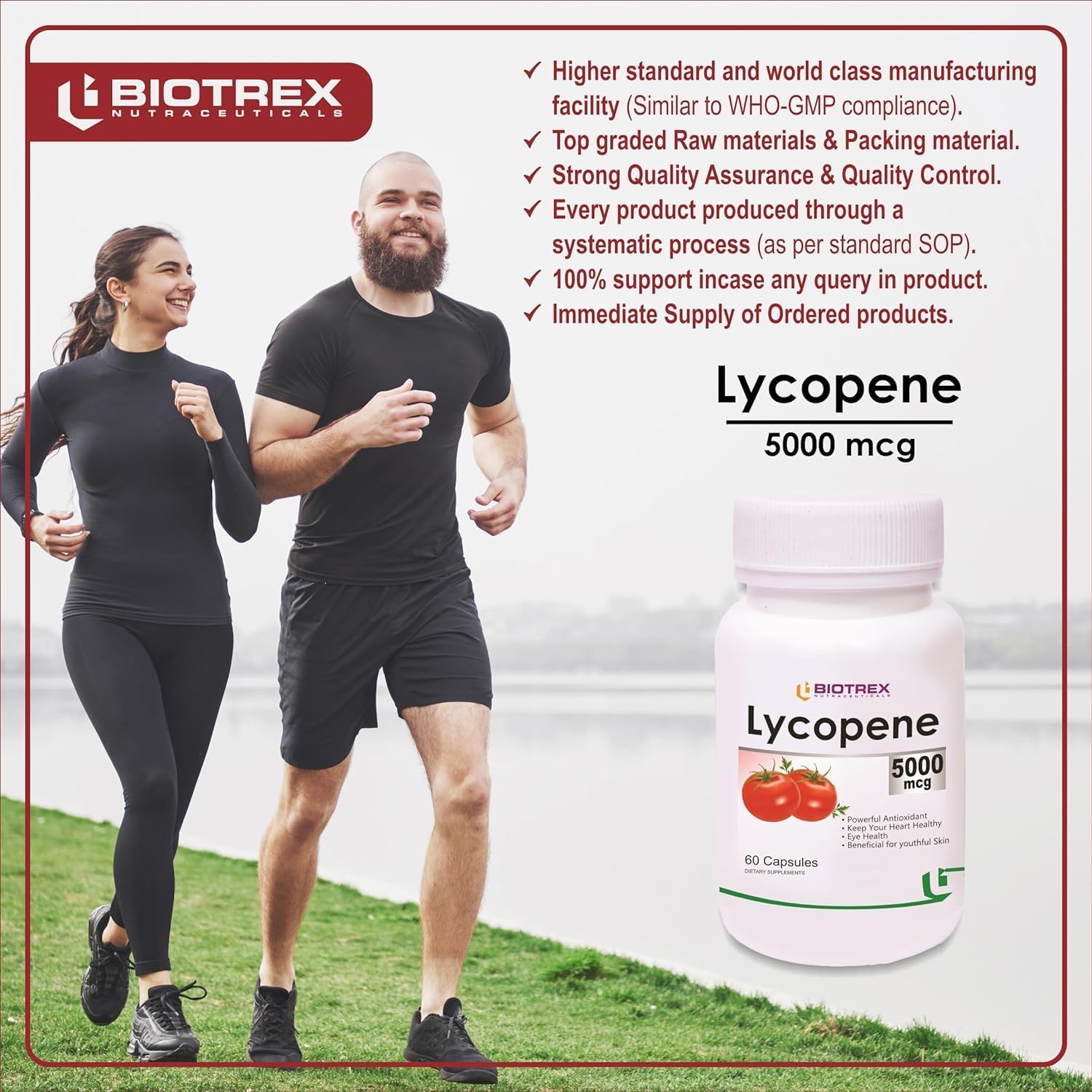 Heart Health Support: Lycopene with Multivitamins 5000mcg Antioxidant Supplement - 60 Veg Capsules
